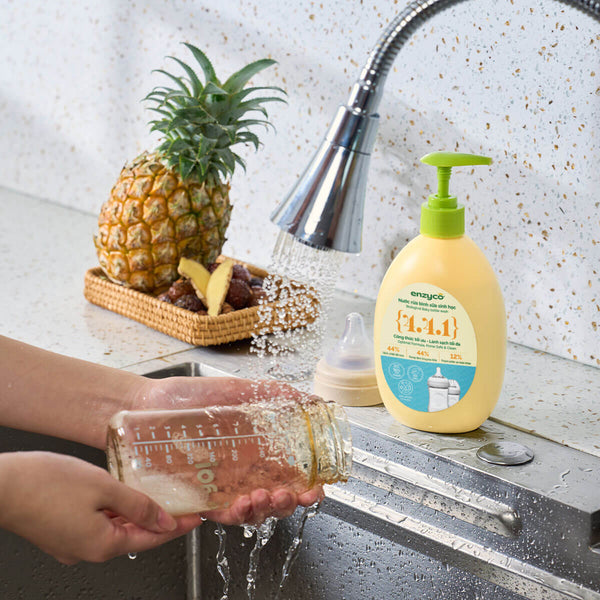Nước rửa bình sữa sinh học Enzyco từ bồ hòn và dứa - đạt chứng nhận Ecodetergent bởi Ecocert - 465 ML