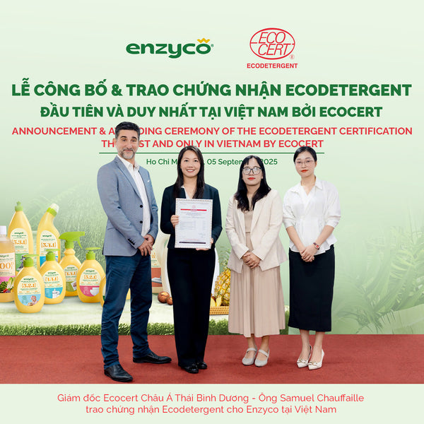 Gel rửa chén bát sinh học Enzyco từ bồ hòn và dứa - đạt chứng nhận Ecodetergent bởi Ecocert - 2L