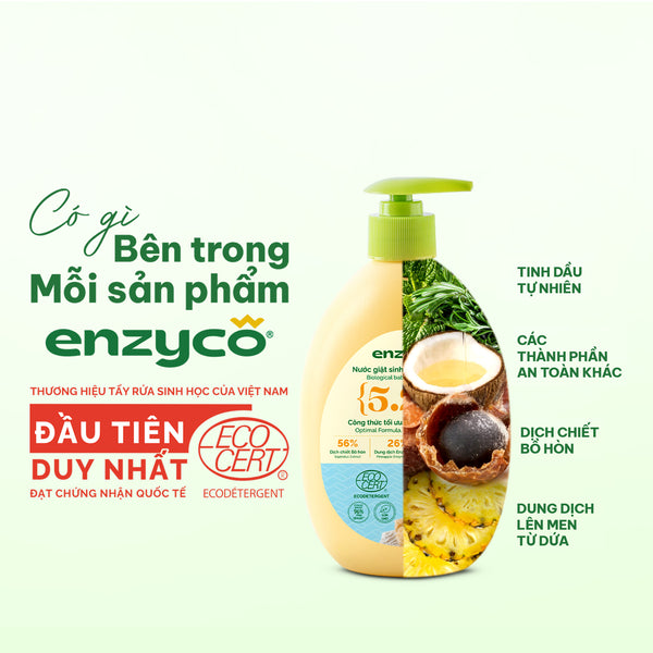 Nước giặt em bé sinh học Enzyco từ bồ hòn và dứa - đạt chứng nhận Ecodetergent bởi Ecocert - 465ML