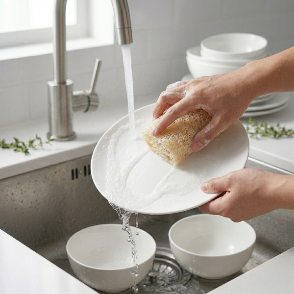 Xơ mướp rửa chén Enzyco - 100% xơ mướp tự nhiên, không tẩy trắng, sạch sâu mọi bề mặt,an toàn da tay,thân thiện môi trường