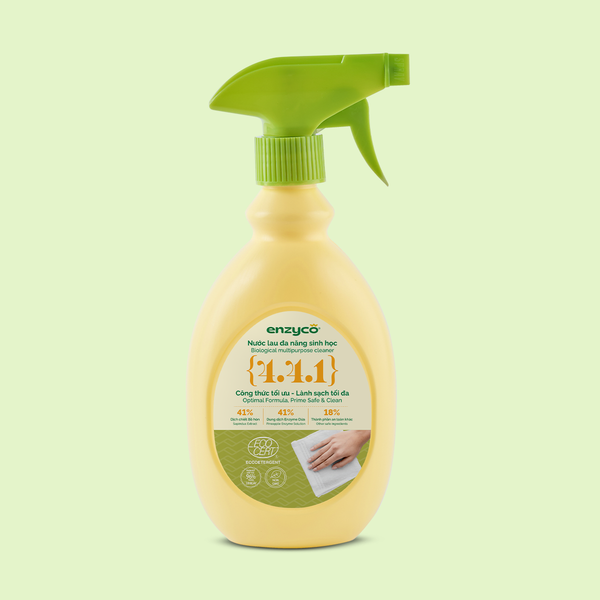 Nước lau đa năng sinh học Enzyco từ bồ hòn và dứa - đạt chứng nhận Ecodetergent bởi Ecocert - Hương thảo - 475 ML