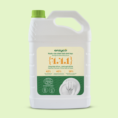 Enzyco Nước rửa chén bát sinh học - đạt chứng nhận Ecodetergent bởi Ecocert | Hương gừng - 4L