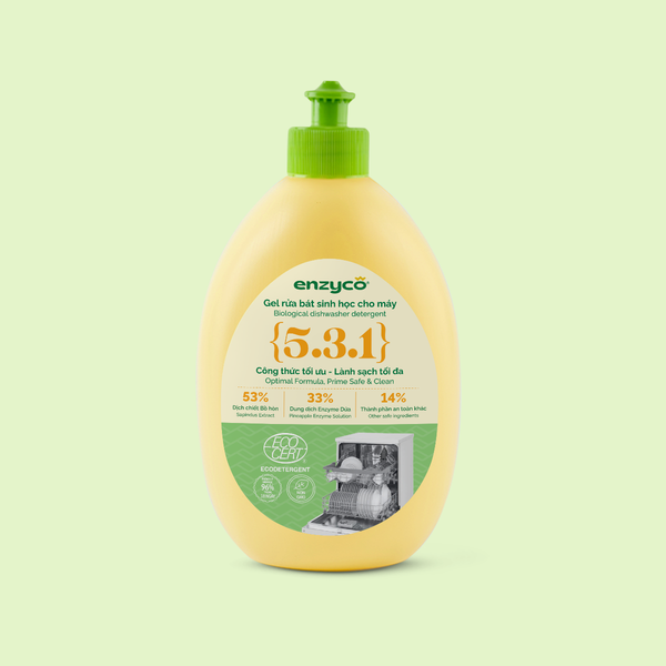 Gel rửa chén bát sinh học Enzyco từ bồ hòn và dứa - đạt chứng nhận Ecodetergent bởi Ecocert- 465ml