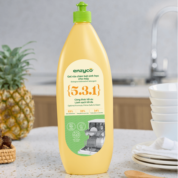 Enzyco Gel rửa chén bát sinh học cho máy - Đạt chứng nhận Ecodetergent bởi Ecocert - Chai 850ML