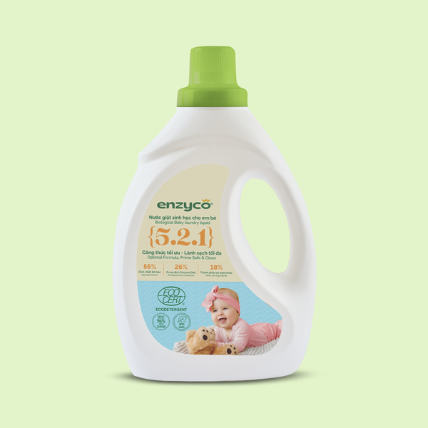 Nước giặt em bé sinh học Enzyco từ bồ hòn và dứa - đạt chứng nhận Ecodetergent bởi Ecocert - 2L