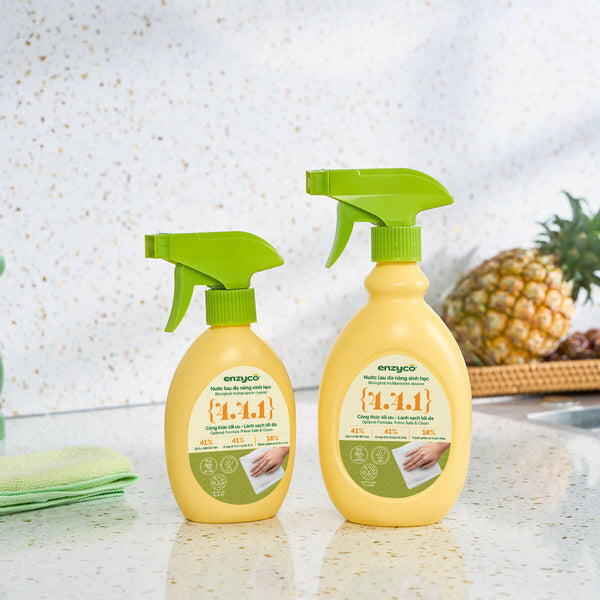 Nước lau đa năng sinh học Enzyco từ bồ hòn và dứa - đạt chứng nhận Ecodetergent bởi Ecocert - Hương thảo- 265 ML