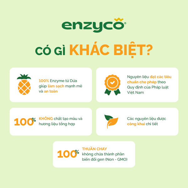 Nước ngâm rửa rau quả, thực phẩm  Enzyco - 500 ML