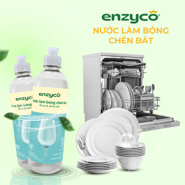 Nước Làm Bóng Chén Bát Enzyco 500ml – Làm khô nhanh, sáng bóng, an toàn từ Axit chanh & Dầu dừa