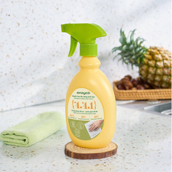 Nước lau đa năng sinh học Enzyco từ bồ hòn và dứa - đạt chứng nhận Ecodetergent bởi Ecocert - Hương thảo - 475 ML