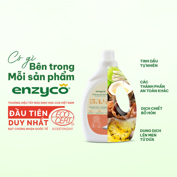 Nước lau sàn sinh học Enzyco từ bồ hòn và dứa - đạt chứng nhận Ecodetergent bởi Ecocert - 2 L