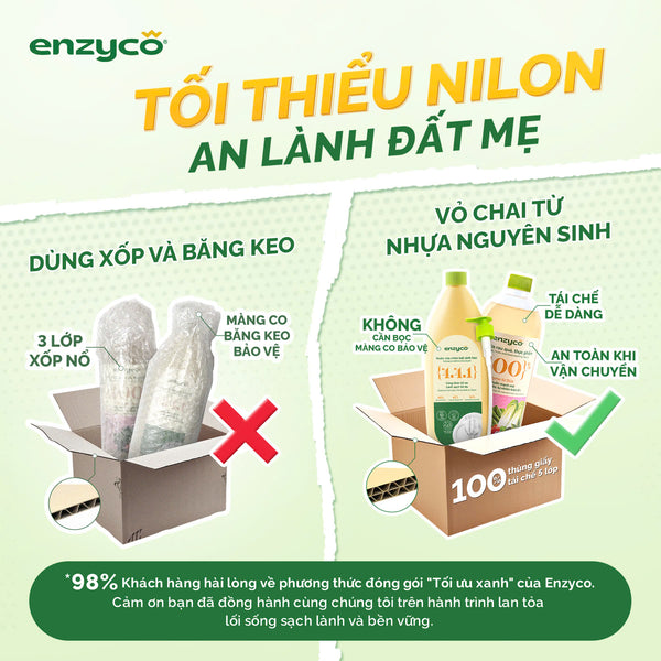 Nước rửa chén bát sinh học Enzyco từ bồ hòn và dứa - đạt chứng nhận Ecodetergent bởi Ecocert - 465 ml