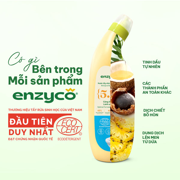 Nước tẩy nhà vệ sinh sinh học Enzyco từ bồ hòn và dứa - đạt chứng nhận Ecodetergent bởi Ecocert - 860ml