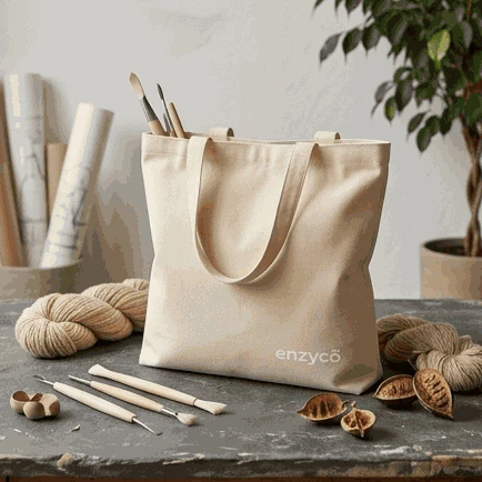 Túi Canvas Enzyco 40x35cm – Túi vải thân thiện môi trường, tái sử dụng nhiều lần, đựng đồ tiện lợi